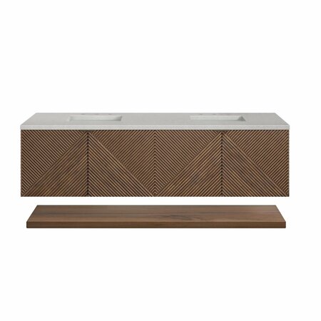 JAMES MARTIN VANITIES Marcello 72in Double Vanity, Chestnut w/ 3 CM Eternal Serena Top D200-V72-CSN-3ESR